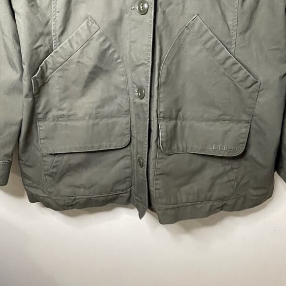 VTG LL Bean Khaki Fireside Field Jacket Barn Chore Coat Flannel Lined Women XL - Picture 6 of 16
